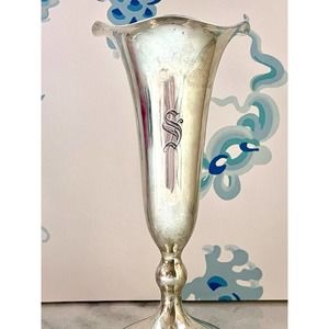 Vintage Shreve & Co Sterling Silver Tulip Vase. Monogrammed "S" Blackletter